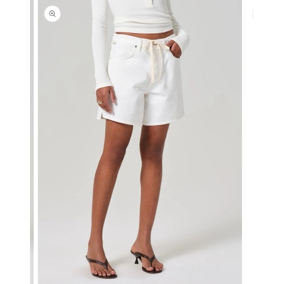 New Citizens of Humanity Brynn Drawstring Jean Denim Shorts in Fresco White 27 - Picture 9 of 14